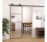 vidaXL Sliding Door Barn Door Sliding Door Panel Aluminium and ESG Glass Black