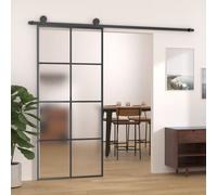 Vidaxl Sliding Door Aluminium And Esg Glass 90X205 Cm Black Aluminium Doors