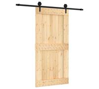 vidaXL Sliding Door Natural and Black 100 x 210 cm Solid Pine Wood