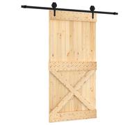 vidaXL Sliding Door Natural and Black 100 x 210 cm Solid Pine Wood