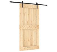vidaXL Sliding Door Beige and Black 100 x 210 cm Solid Pine Wood, Modern Living