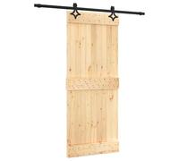 vidaXL Sliding Door Beige and Black 85 x 210 cm Solid Pine Wood, Modern Living Room, Rectangular Sliding Door, Pine Wood, Space Saving Interior Design for Stylish Home Decor Solutions