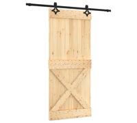 vidaXL Sliding Door Beige and Black 90 x 210 cm Solid Pine Wood, Living Room, Rectangular Sliding Door, Modern Interior Space, Pine Wood Accent, Functional Home Divider for Contemporary Needs