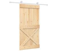 vidaXL Sliding Door Natural and White 100 x 210 cm Solid Pine Wood