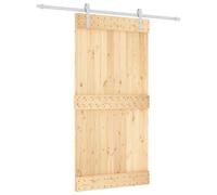 vidaXL Sliding Door Natural and White 100 x 210 cm Solid Pine Wood