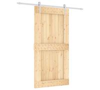 vidaXL Sliding Door Natural and White 100 x 210 cm Solid Pine Wood
