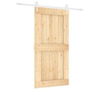 vidaXL Sliding Door Beige and White 100 x 210 cm Solid Pine Wood, Modern Living