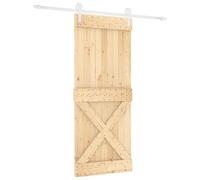 vidaXL Sliding Door Beige and White 100 x 210 cm Solid Pine Wood, Modern Living Room, Space Optimization with Stylish Sliding Door, Pine Wood Divider and Functional Hardware Installation Kit