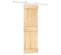 vidaXL Sliding Door Beige and White 70 x 210 cm Solid Pine Wood, Modern Living Room, Rectangular Sliding Door, Space-Saving Divider, Pine Wood, Efficient Design, Home Decor Solution