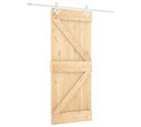 vidaXL Sliding Door Beige and White 80 x 210 cm Solid Pine Wood, Living Room, Modern Interior Door, Rectangular Pine Wood, Sliding, Space Saving for Stylish Home Access