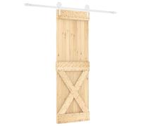 vidaXL Sliding Door Beige and White 80 x 210 cm Solid Pine Wood, Living Room, Modern Sliding Door, Rectangular Wooden, Space-Saver Divider, Interior Partition, Practical Design
