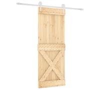 vidaXL Sliding Door Beige and White 80 x 210 cm Solid Pine Wood, Living Room, Rectangular Sliding Door, Modern Pine Wood, Functional Indoor Divider, Space-Saving Interior