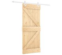 vidaXL Sliding Door Beige and White 80 x 210 cm Solid Pine Wood, Living Room, Rectangular Sliding Door, Stylish Interior, Practical Divider, Pine Wood Modern Design