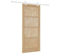vidaXL Sliding Door Beige and White 86 x 198.5 cm Solid Pine Wood, Modern Living Room, Functional Sliding Door, Minimalist Interior Divider, Solid Pine House Partition for Stylish Spaces