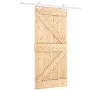vidaXL Sliding Door Beige and White 90 x 210 cm Solid Pine Wood, Interior Partition, Modern Design, Sliding Door, Pine Wood, Home Divider, Compact Living Space Solution, Minimalist Style