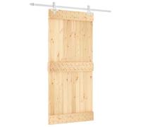 vidaXL Sliding Door Beige and White 95 x 210 cm Solid Pine Wood, Modern Living Room Door, Rectangular Sliding, Space-Saving Entry Solution, Interior Design Element for Elegance