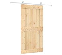 vidaXL Sliding Door Natural and White Solid Pine Wood (Untreated)
