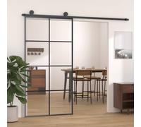Sliding Door Black 102.5x205 cm ESG Glass and Aluminium Barn vidaXL