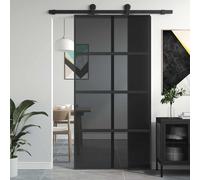 Vidaxl Sliding Door Black 102.5X205 Cm Tempered Glass And Aluminium