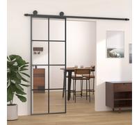 vidaXL Sliding Door Black 76x205 cm ESG Glass and Aluminium