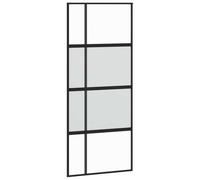 vidaXL Sliding Door - Black Tempered Glass and Aluminium - 90x205 cm for Home and Office