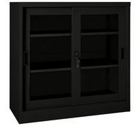 Vidaxl Sliding Door Cabinet Black 90X40X90 Cm Steel