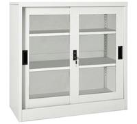 Vidaxl Sliding Door Cabinet Light Grey 90X40X90 Cm Steel