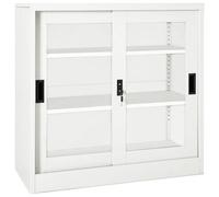 Vidaxl Sliding Door Cabinet White 90X40X90 Cm Steel