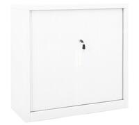vidaXL Sliding Door Cabinet White Steel Sideboard Cupboard Display Cabinet