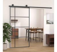 vidaXL Sliding Door Barn Door Sliding Door Panel ESG Glass and Aluminium Black