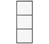 vidaXL Sliding Door, ESG Glass and Aluminium, 76x205 cm, Black - Durable and Functional, Ideal for Home or Office Use