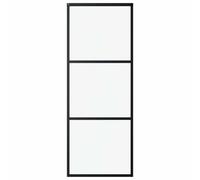 vidaXL Modern Sliding Door, Barn Door for Home Living Room, ESG Glass and Aluminium, Black, 20.38 kg, Assembly Kit Included