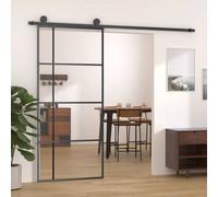 vidaXL Sliding Barn Door Panel 90x205 cm - ESG Glass & Aluminium - Black