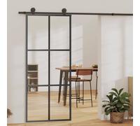 vidaXL Sliding Door Barn Door Sliding Door Panel ESG Glass and Aluminium Black