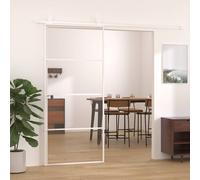 vidaXL Sliding Door in White - ESG Glass and Aluminium Door Built for Modern Design, Ensuring Stability and Quiet Operation, Suitable for Space Saving - 90x205 cm