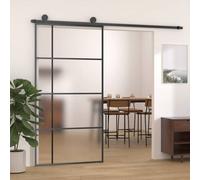 vidaXL Sliding Door Frosted ESG Glass and Aluminium 102.5x205 cm Black, Black