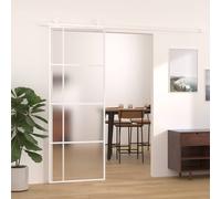 vidaXL Sliding Door Frosted ESG Glass and Aluminium 76x205 cm White Barn Door