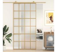 vidaXL Sliding Door Interior Barn Door Gold Frosted ESG Glass and Aluminium