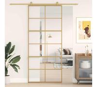 vidaXL Sliding Door Gold 90x205 cm Clear ESG Glass and Aluminium