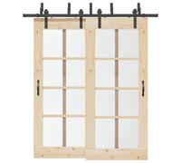 vidaXL Sliding Door Hardware Kit 200 cm Steel Black