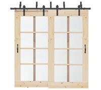 vidaXL Sliding Door Hardware Kit 213,5 cm Steel Black