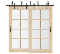 vidaXL Sliding Door Hardware Kit 213,5 cm Steel Black