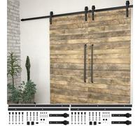 vidaXL 2x Sliding Door Hardware Kits Steel Black Rail Frame Barn Track Hanger