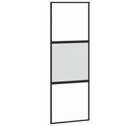 vidaXL Sliding Door Interior Barn Door Black Tempered Glass and Aluminium