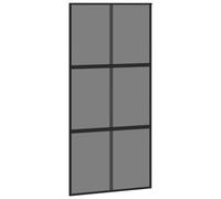 vidaXL Sliding Door Interior Barn Door Black Tempered Glass and Aluminium
