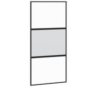 vidaXL Sliding Door Interior Barn Door Black Tempered Glass and Aluminium