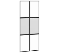 vidaXL Sliding Door Interior Barn Door Black Tempered Glass and Aluminium