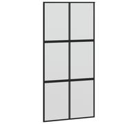 vidaXL Sliding Door Interior Barn Door Black Tempered Glass and Aluminium