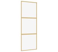 vidaXL Sliding Door Gold 76x205 cm Clear ESG Glass and Aluminium