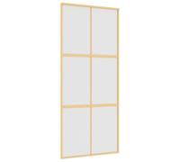 vidaXL Sliding Door Interior Barn Door Gold Frosted ESG Glass and Aluminium